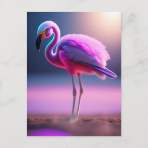 Rosa flamingo art-vykort vykort