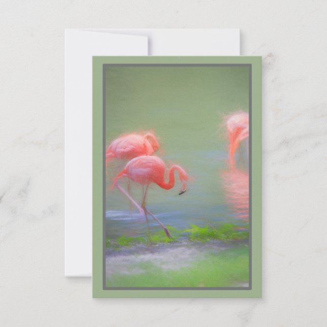 Rosa Flamingo Artistic Blank Notecard Kort (Framsida)
