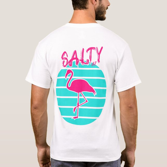 Rosa Flamingo av Salty AF T Shirt (Baksida)