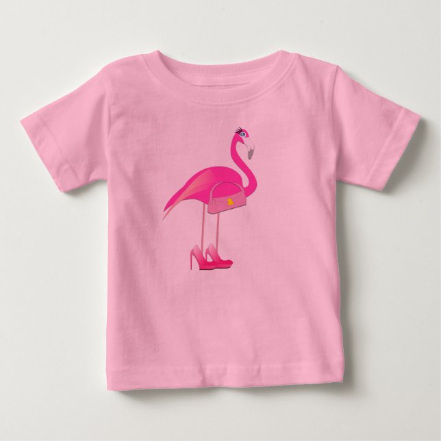 Rosa Flamingo - Baby Bra Jersey T-Shirt  (Framsida)