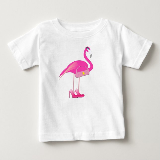 Rosa Flamingo - Baby Bra Jersey T-Shirt  (Framsida)