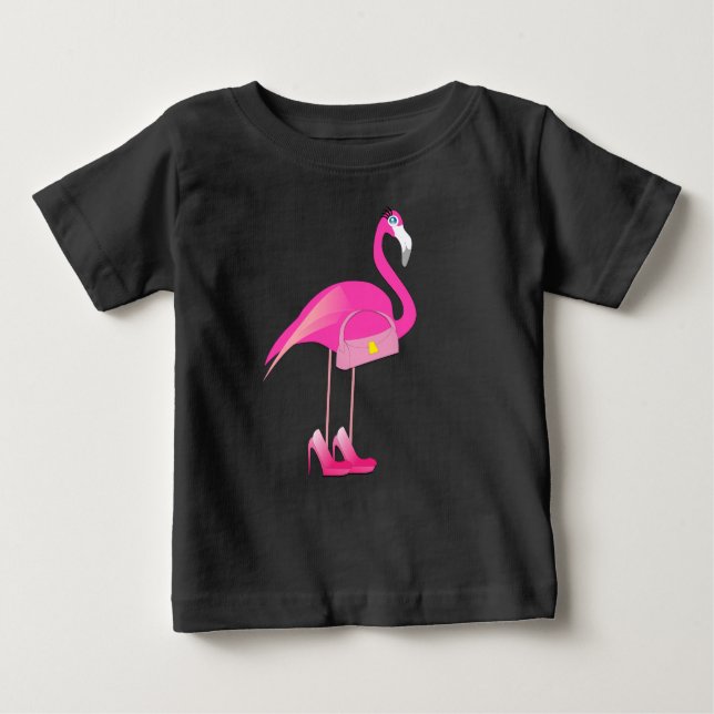 Rosa Flamingo - Baby Bra Jersey T-Shirt  (Framsida)