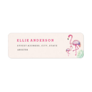 Rosa Flamingo Baby Shower-adressetikett Returadress Etikett