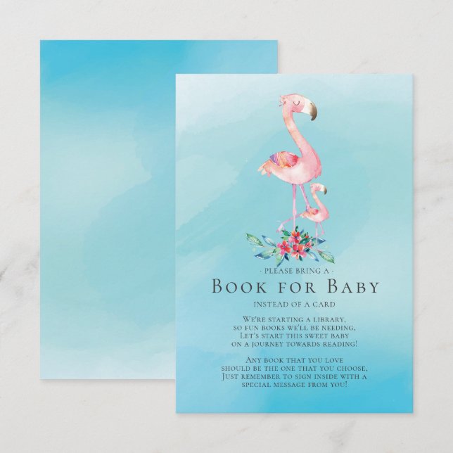 Rosa Flamingo Baby Shower Bok för Baby Card Inbjudningar (Fram/baksida)