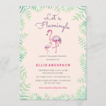 Rosa Flamingo Baby Shower Inbjudan