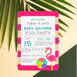 Rosa Flamingo Baby Shower Inbjudan