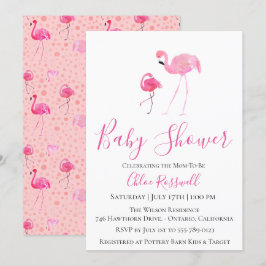 Rosa Flamingo Baby Shower-inbjudan Inbjudningar