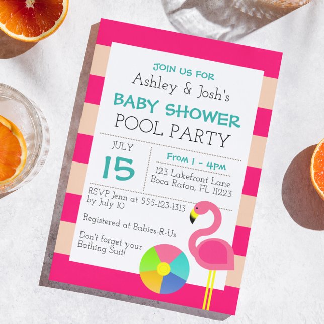 Rosa Flamingo Baby Shower-inbjudan Inbjudningar (Skapare uppladdad)