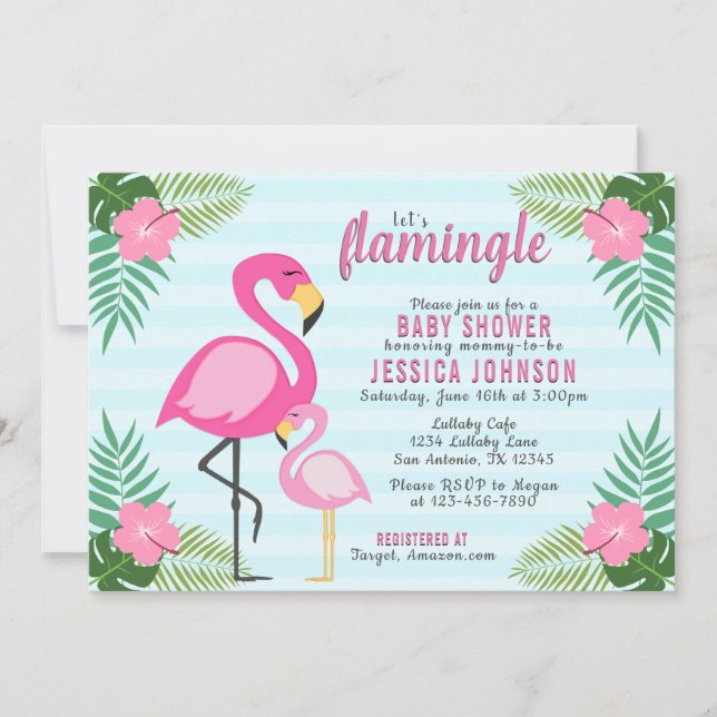 Rosa Flamingo Baby Shower-inbjudan Inbjudningar (Framsida)