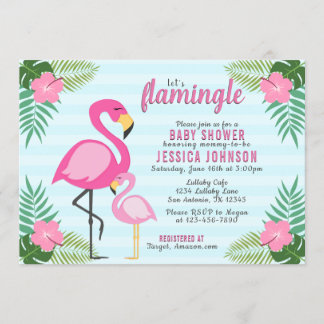 Rosa Flamingo Baby Shower-inbjudan Inbjudningar