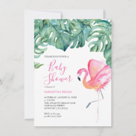 Rosa Flamingo Baby Shower-inbjudningar