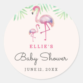 Rosa Flamingo Baby Shower-klistermärke Runt Klistermärke