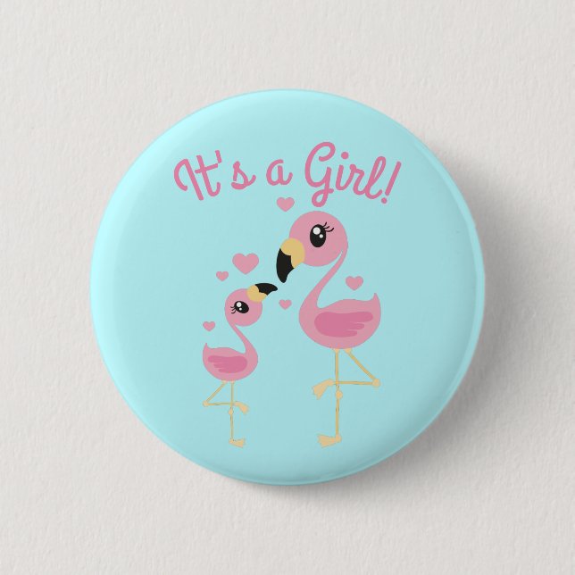 Rosa Flamingo Baby Shower Knapp (Framsida)