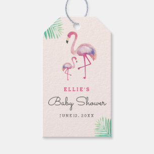 Rosa Flamingo Baby Shower Märkre Presentetikett