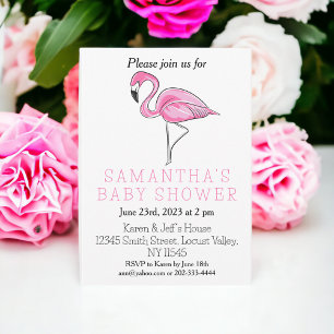 Rosa Flamingo Baby Shower Modern Simple Inbjudningar