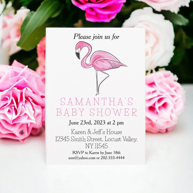 Rosa Flamingo Baby Shower Modern Simple Inbjudningar (Skapare uppladdad)