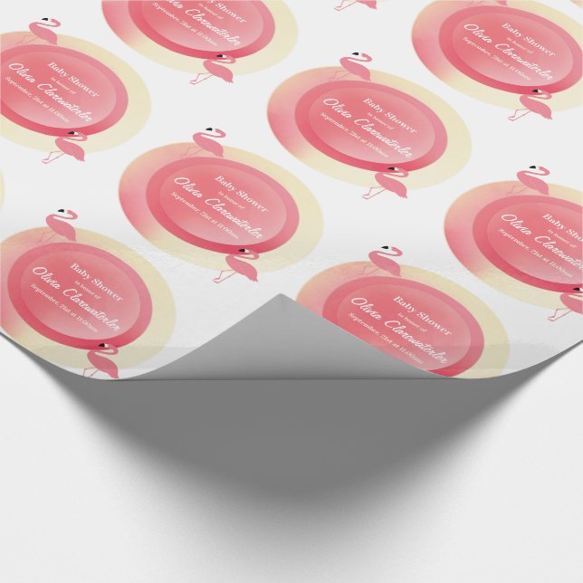 Rosa Flamingo Baby Shower | Papper radbrytning Presentpapper (Hörn)