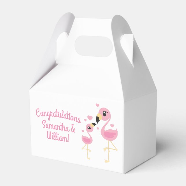 Rosa Flamingo Baby Shower Presentaskar (Framsidan Sidan)