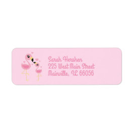 Rosa Flamingo Baby Shower Returadress Etikett