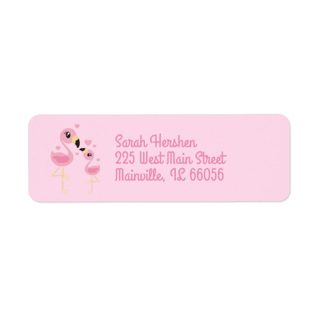 Rosa Flamingo Baby Shower Returadress Etikett (Framsidan)
