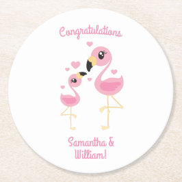 Rosa Flamingo Baby Shower Underlägg Papper Rund