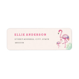 Rosa Flamingo Babyfirande Adressetikett Returadress Etikett