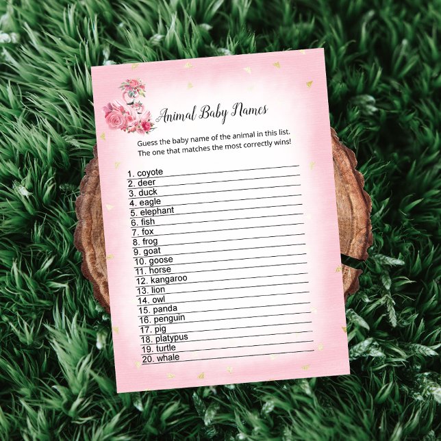 Rosa Flamingo Ballerina Animal Barn namn Game Inbjudningar (Skapare uppladdad)