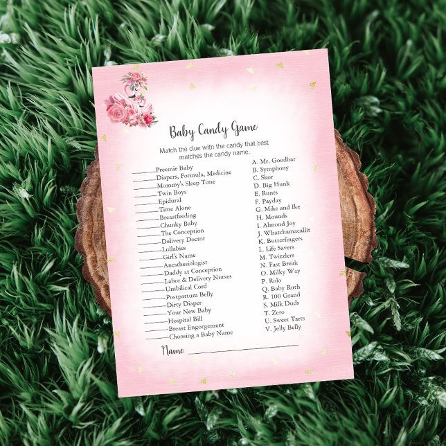 Rosa Flamingo Ballerina Baby Candy Shower Game Inbjudningar (Skapare uppladdad)