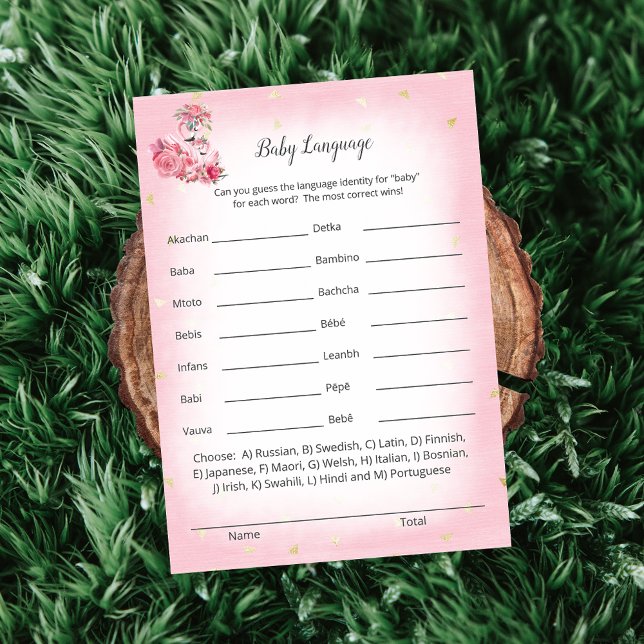 Rosa Flamingo Ballerina Baby Language Shower Game Inbjudningar (Skapare uppladdad)