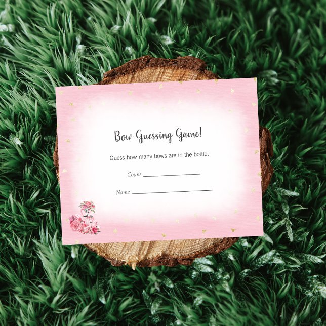 Rosa Flamingo Ballerina Guessing Count Shower Game Tilläggskort (Skapare uppladdad)