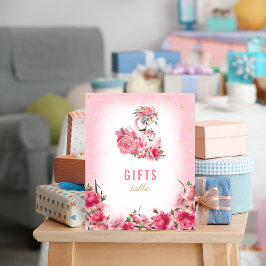 Rosa Flamingo Ballerina i presentationsskylt för b Poster