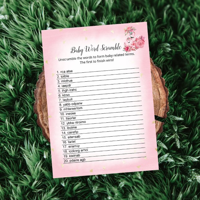 Rosa Flamingo Ballerina Ord Scramble Shower Game Inbjudningar (Skapare uppladdad)