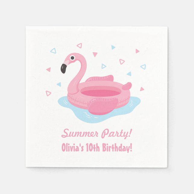 Rosa Flamingo Bassäng Flyter leveranser från somma Pappersservett (Framsidan)