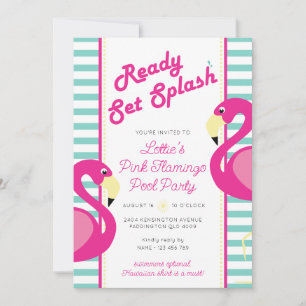 Rosa Flamingo Bassäng Party födelsedagsinbjudan Inbjudningar
