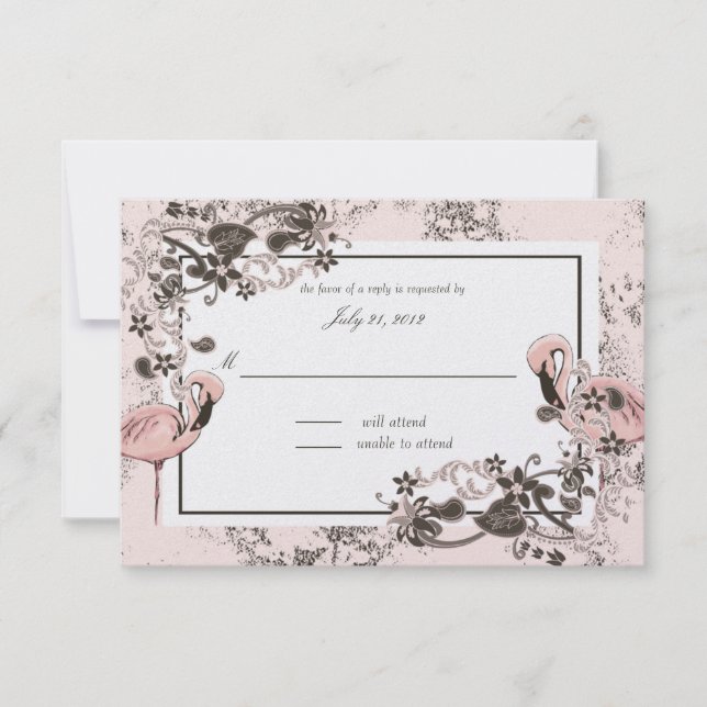 Rosa Flamingo Bat mitzvah Response OSA Kort (Framsida)