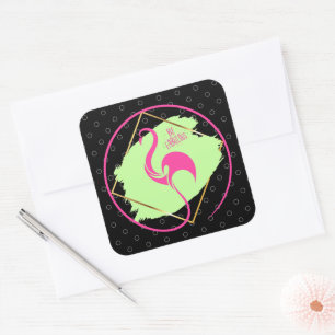Rosa Flamingo BE Flamingo BE Flamingo, Ljudande Fyrkantigt Klistermärke