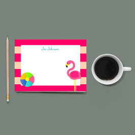 Rosa Flamingo Beach Small Personlig Post-it Block