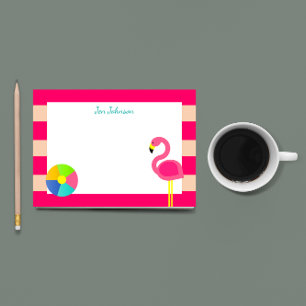Rosa Flamingo Beach Small Personlig Post-it Block