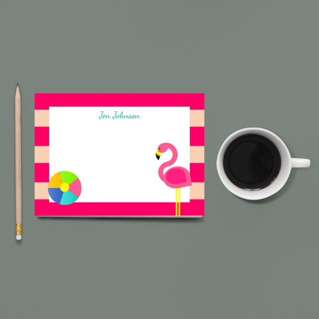 Rosa Flamingo Beach Small Personlig Post-it Block (Skapare uppladdad)