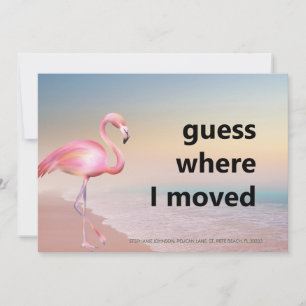 Rosa Flamingo Beach Sunset Gissa var jag Flyttat Meddelande