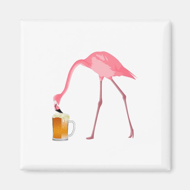 Rosa Flamingo Beer Älskare Magnet (Framsidan)