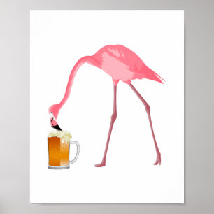 Rosa Flamingo Beer Älskare Poster