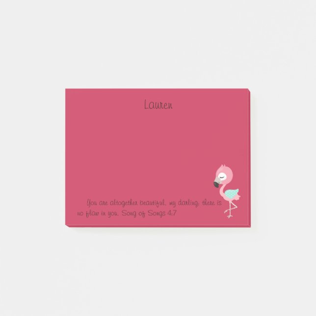 Rosa Flamingo Bible Verse Post-it Block (Framsida)