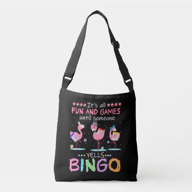 Rosa Flamingo Bingo Funny Gift Art Axelväska (Framsida)