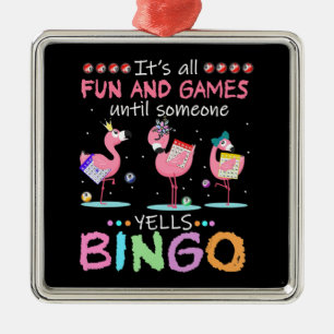 Rosa Flamingo Bingo Funny Gift Art Julgransprydnad Metall