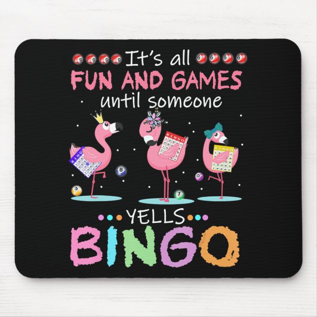 Rosa Flamingo Bingo Funny Gift Art Musmatta (Framsidan)