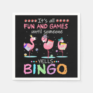 Rosa Flamingo Bingo Funny Gift Art Pappersservett