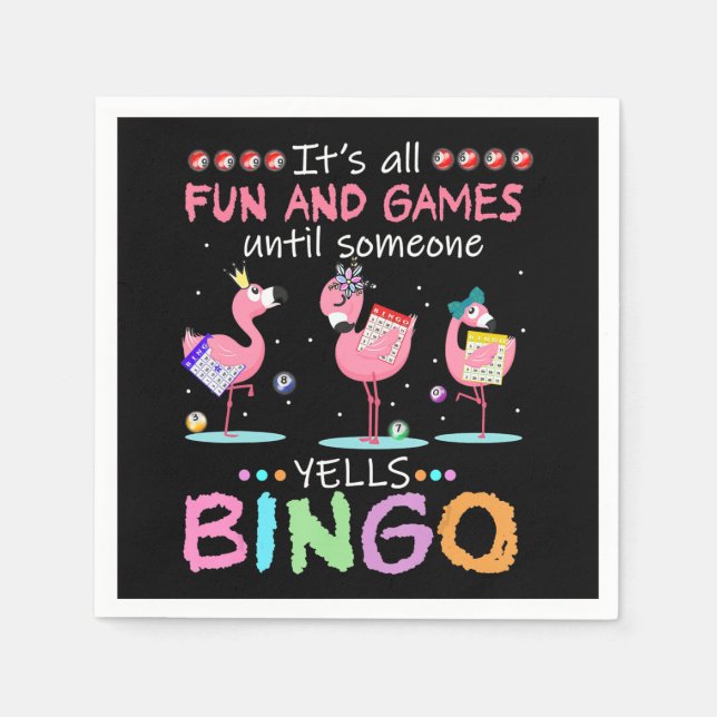 Rosa Flamingo Bingo Funny Gift Art Pappersservett (Framsidan)