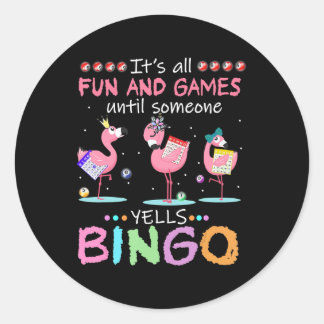 Rosa Flamingo Bingo Funny Gift Art Runt Klistermärke