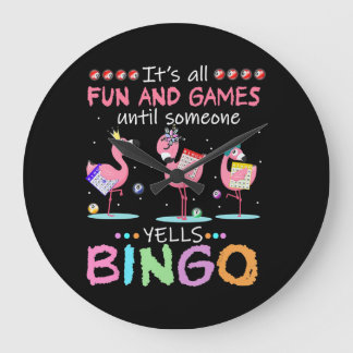 Rosa Flamingo Bingo Funny Gift Art Stor Klocka